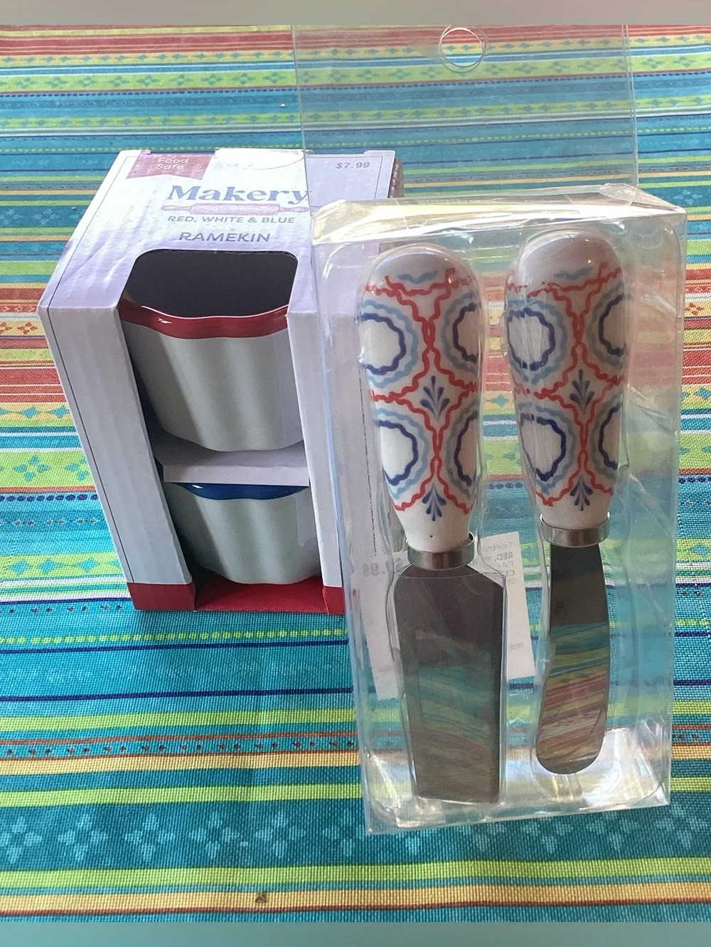 Celebrate It RWB Ramekins and Cheese Knife Set